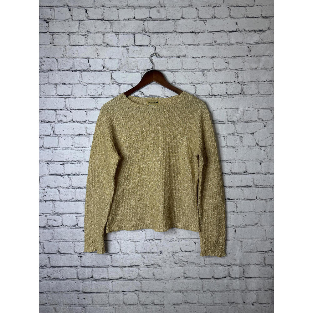 Jaipur Medium Women's Knit Top Beige Textured Long Sleeve